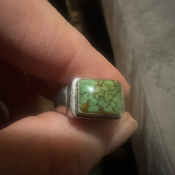 Sterling Silver Gaspeite Pendent Ring Sterling size 6.5 Women's /Men,s - Picture 12 of 14